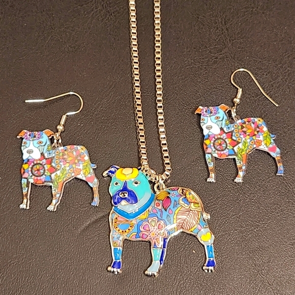 Jewelry - Colorful Dog Pendant and Earring Set